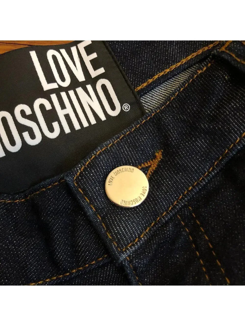 Love Moschino Guitar Embroidered Denim Shorts